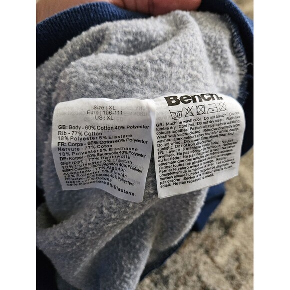 Bench Logo Hoodie Blue Mens Size Tagged XL Fits More Like A Large - Picture 6 of 6